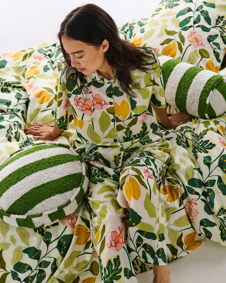 Moss Stripe Boucle Pea Cushion - Kip & Co.