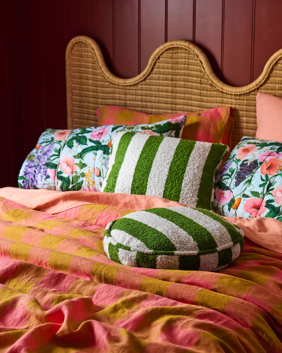 Moss Stripe Boucle Pea Cushion - Kip & Co.