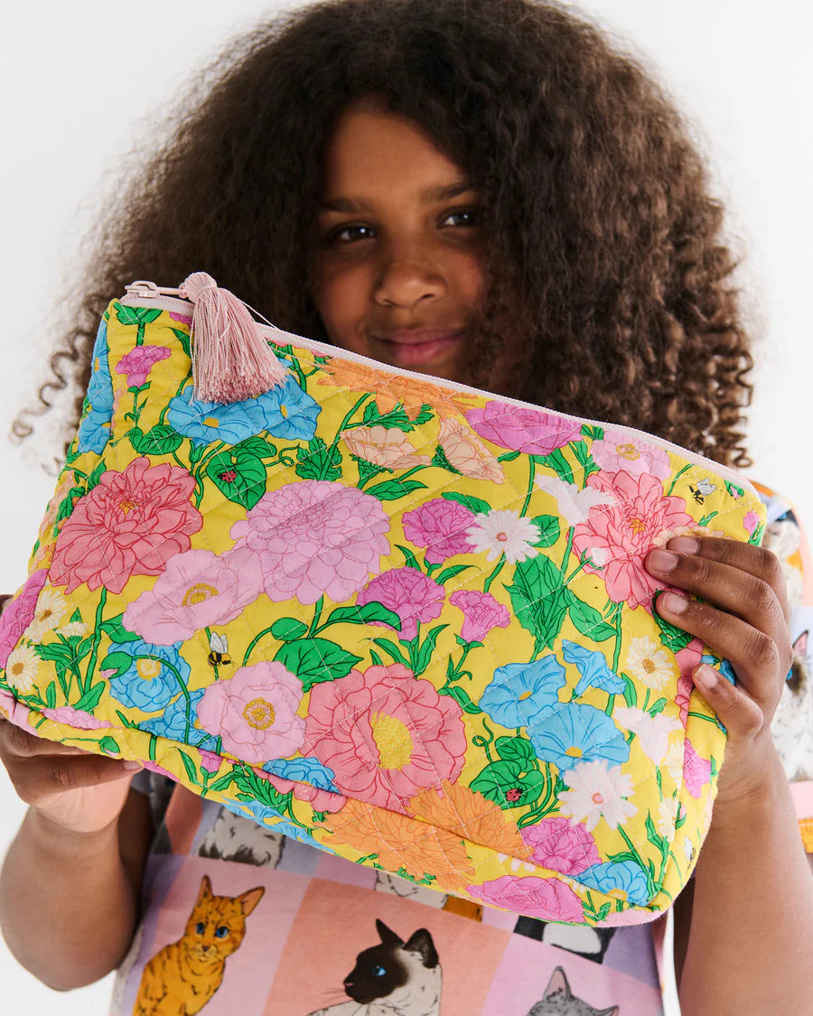 Follow The Sun Yellow Quilted Cotton Toiletry Purse - Kip & Co.