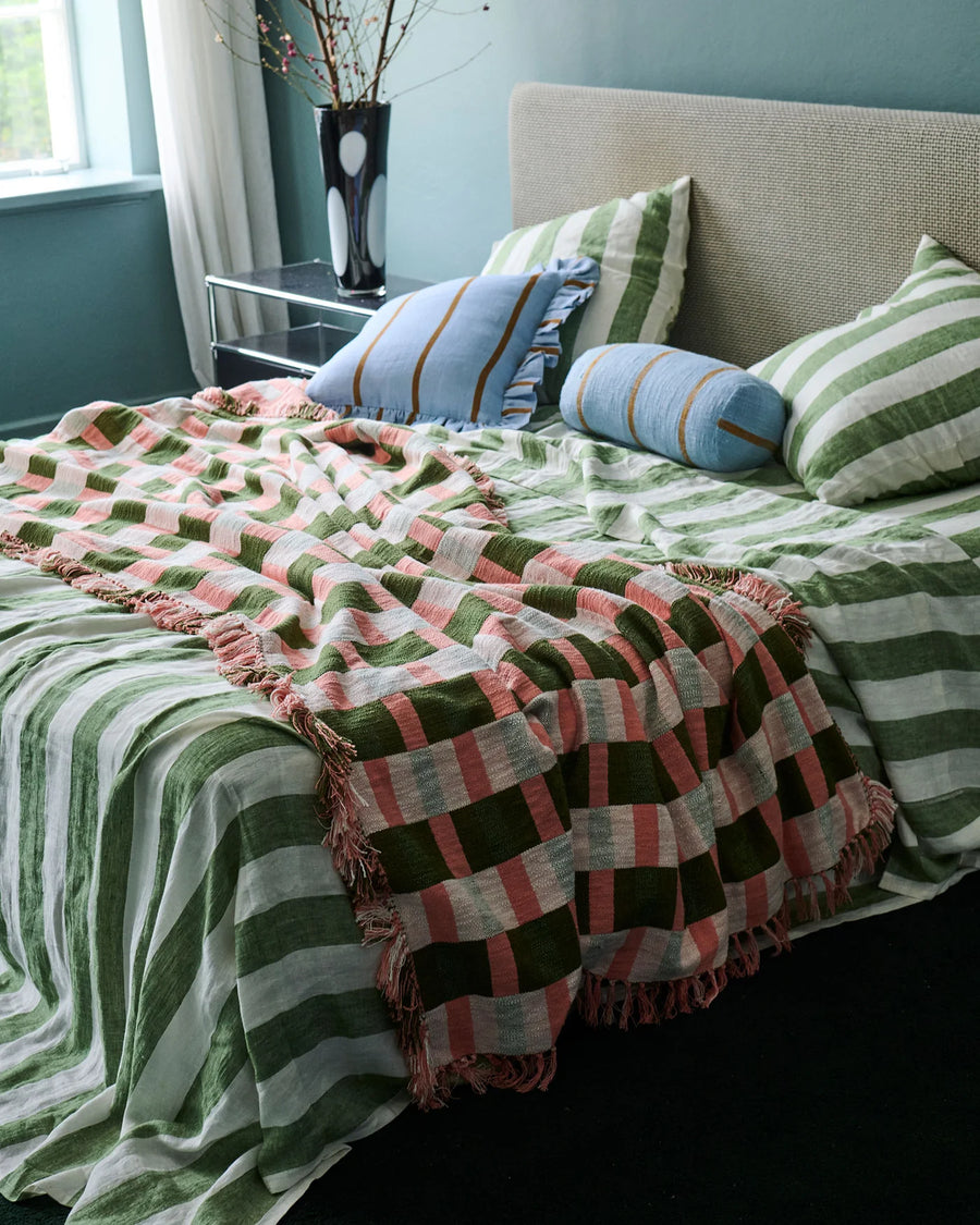 Moss Stripe Linen Quilt Cover - Kip & Co.