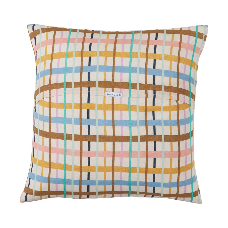 Cady Check Linen Euro Pillowcase Set - Sage & Clare