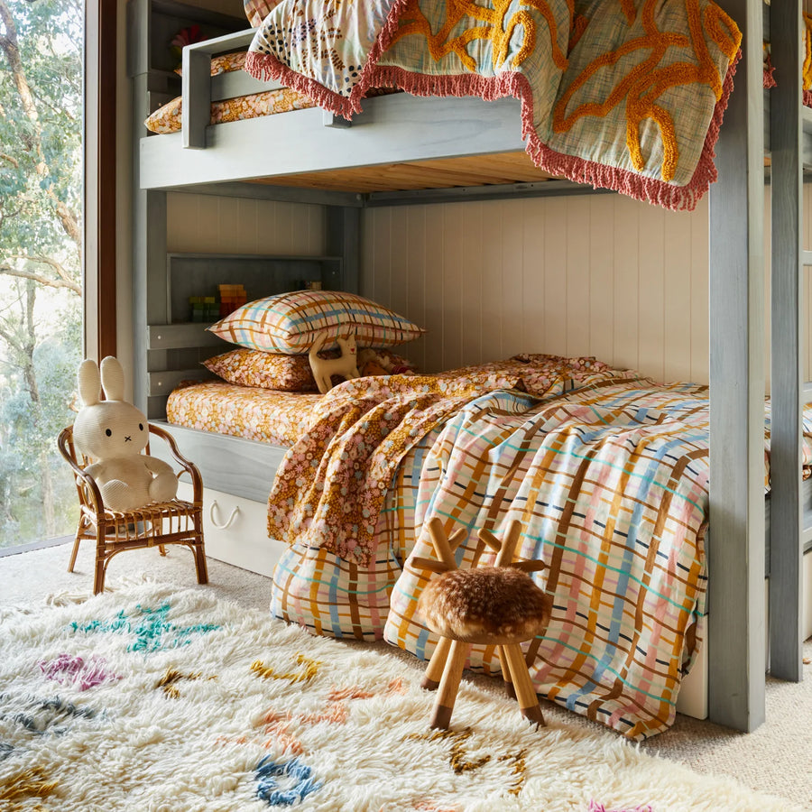 Cady Check Linen Quilt Cover - Sage & Clare