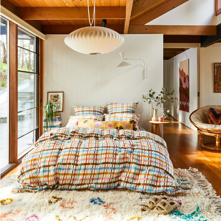 Cady Check Linen Quilt Cover - Sage & Clare