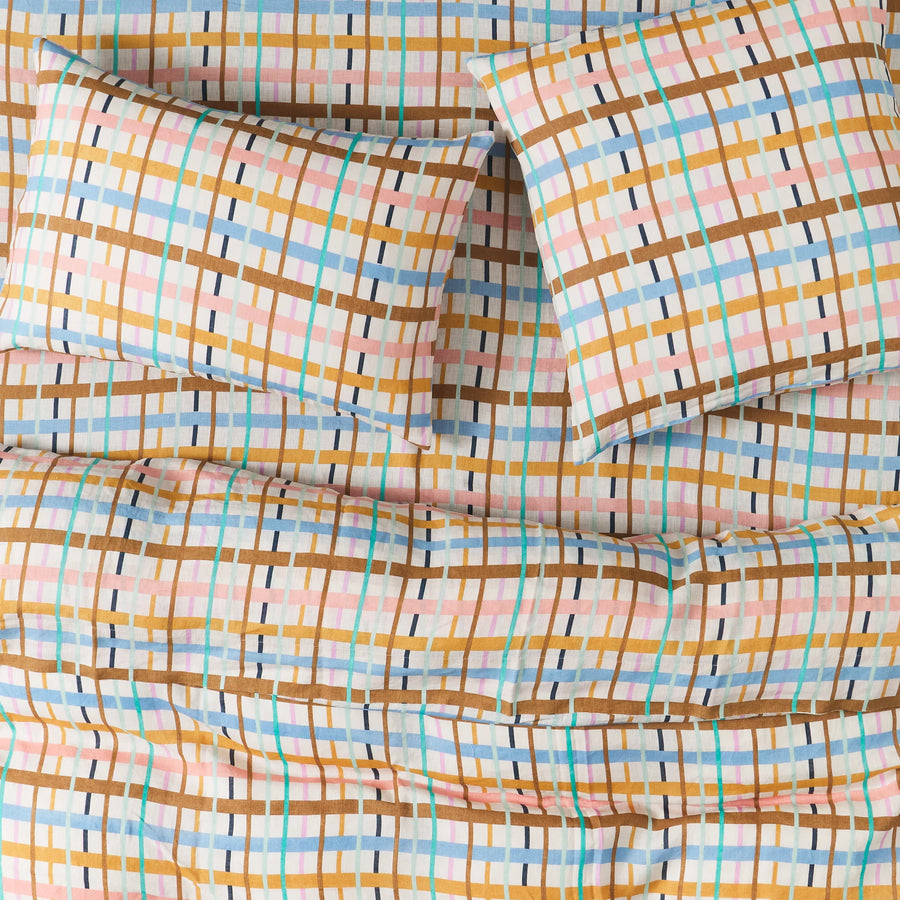 Cady Check Linen Quilt Cover - Sage & Clare