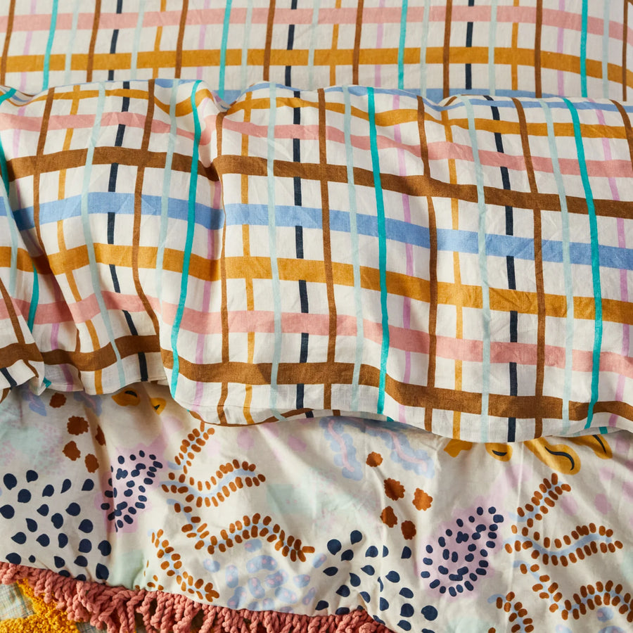 Cady Check Linen Quilt Cover - Sage & Clare