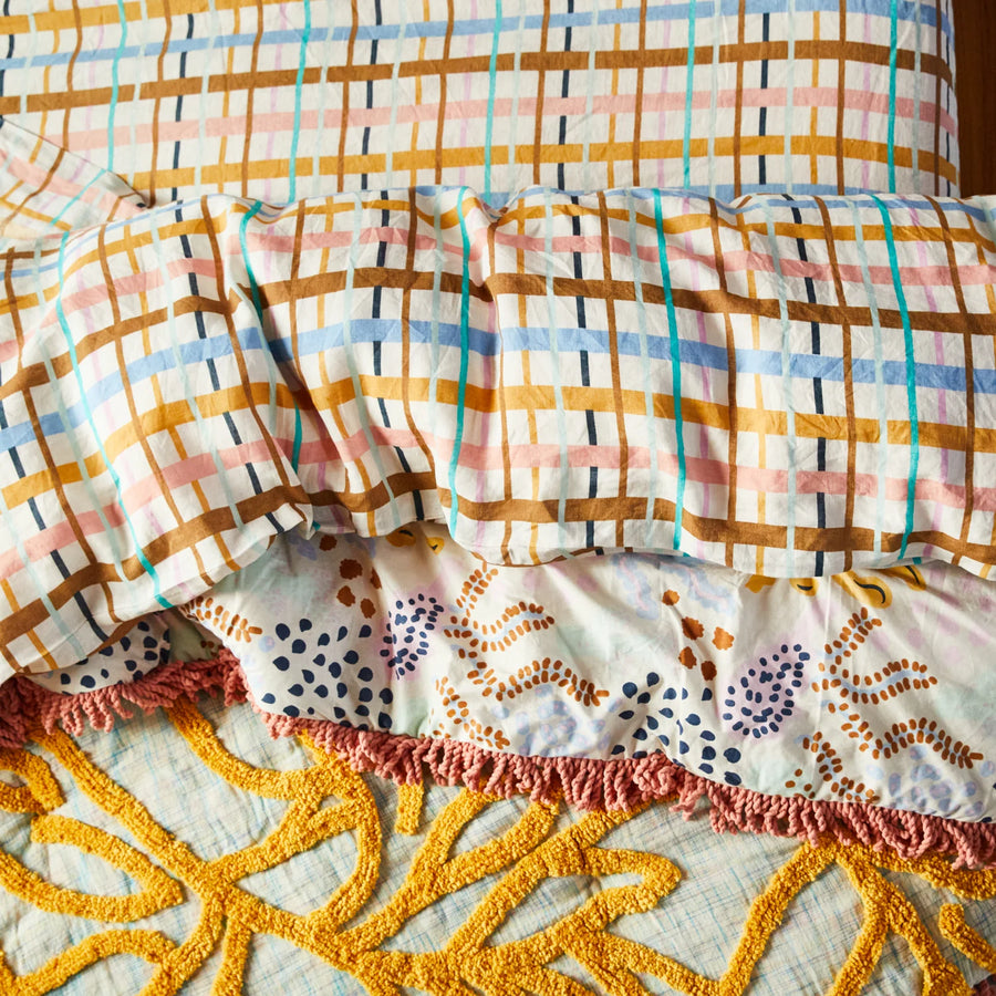 Cady Check Linen Quilt Cover - Sage & Clare