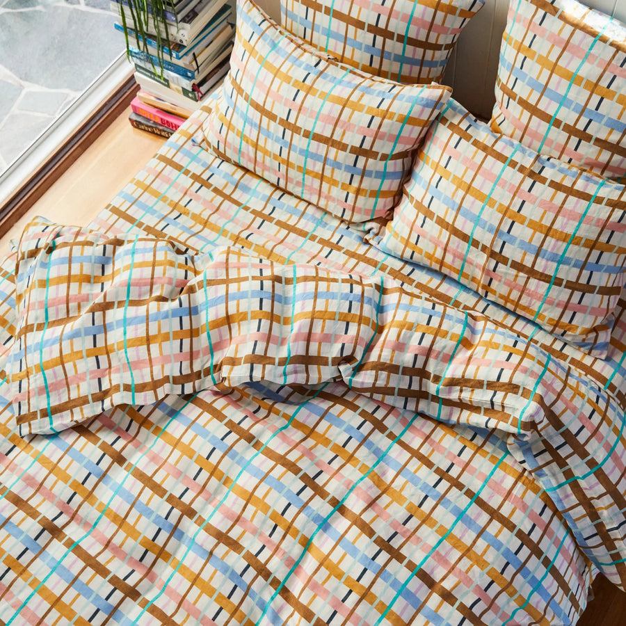 Cady Check Linen Quilt Cover - Sage & Clare