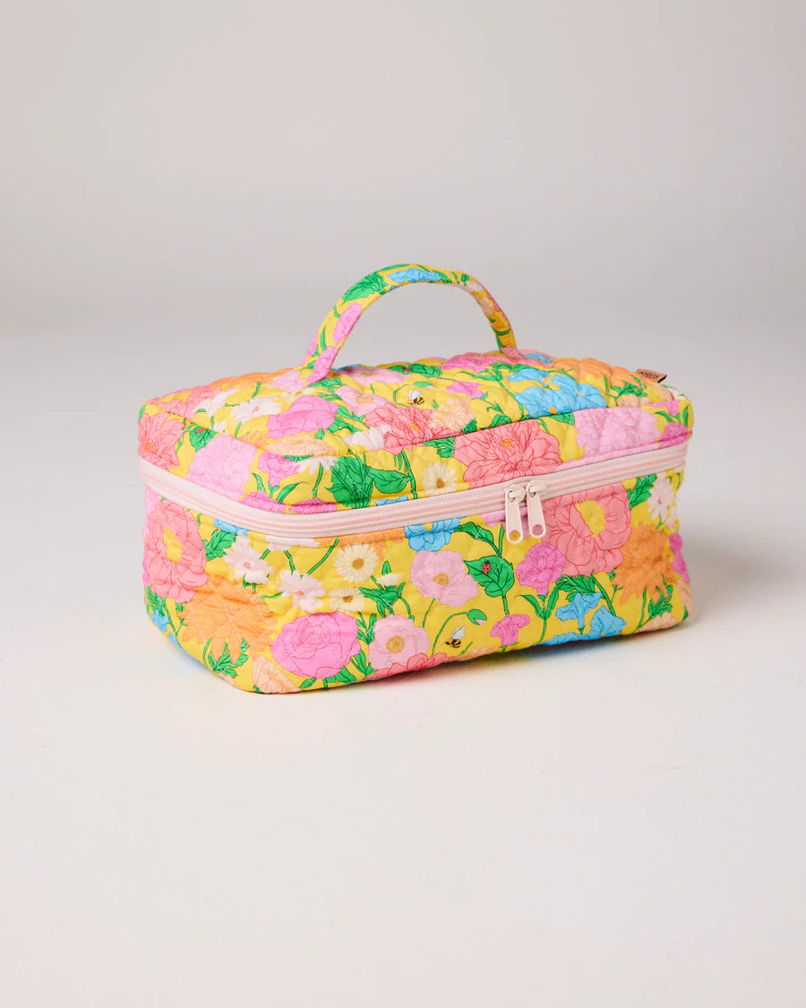 Follow The Sun Yellow Quilted Cotton Toiletry Case - Kip & Co.