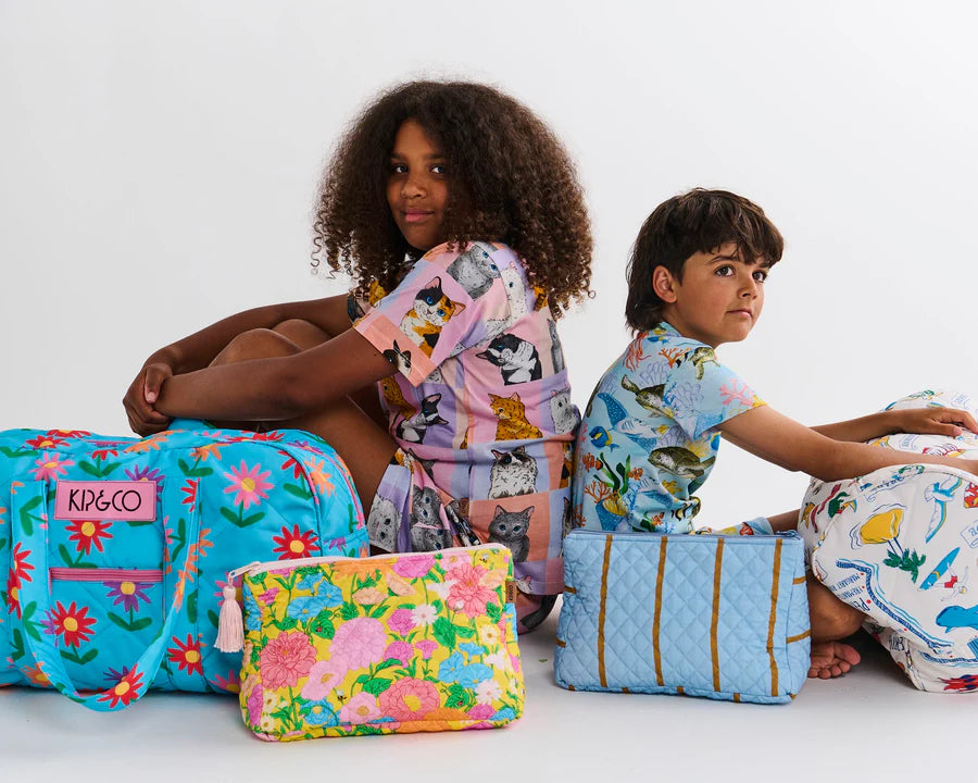 Follow The Sun Yellow Quilted Cotton Toiletry Purse - Kip & Co.