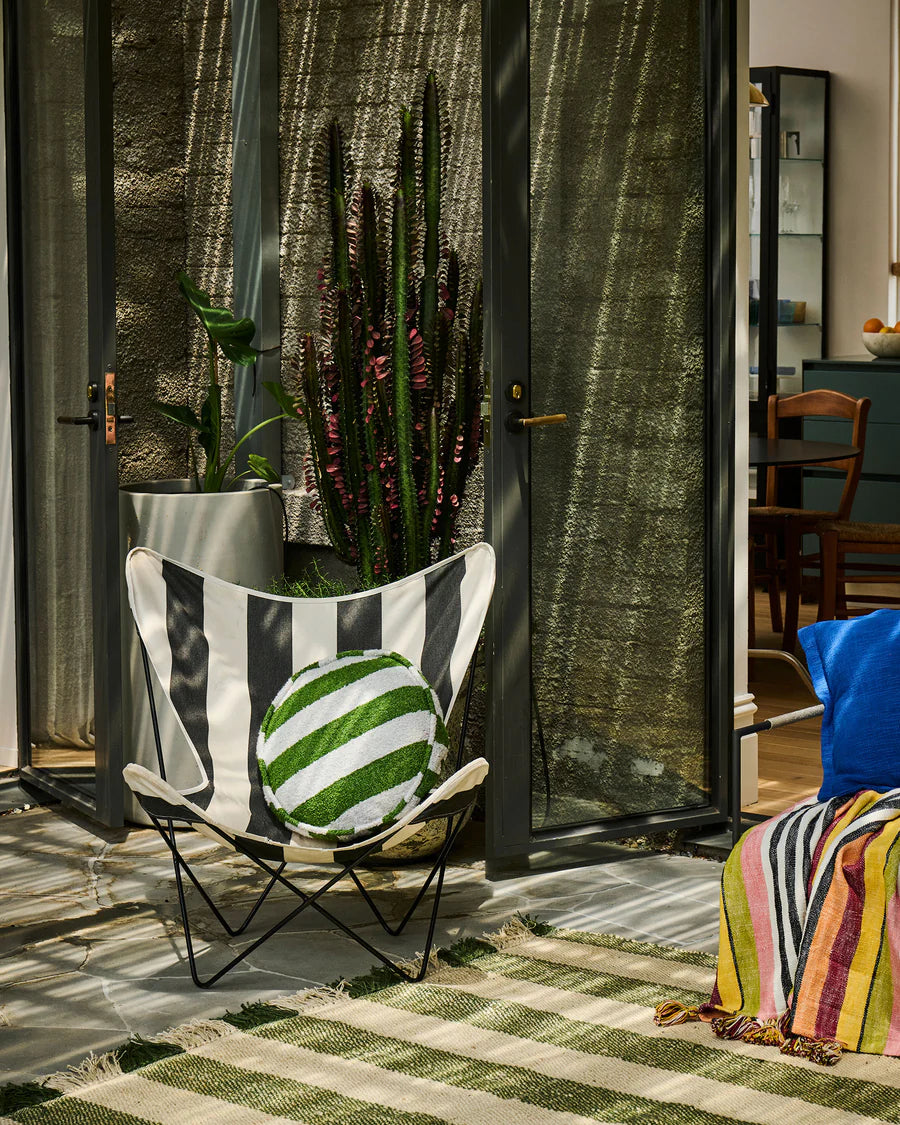 Moss Stripe Boucle Pea Cushion - Kip & Co.