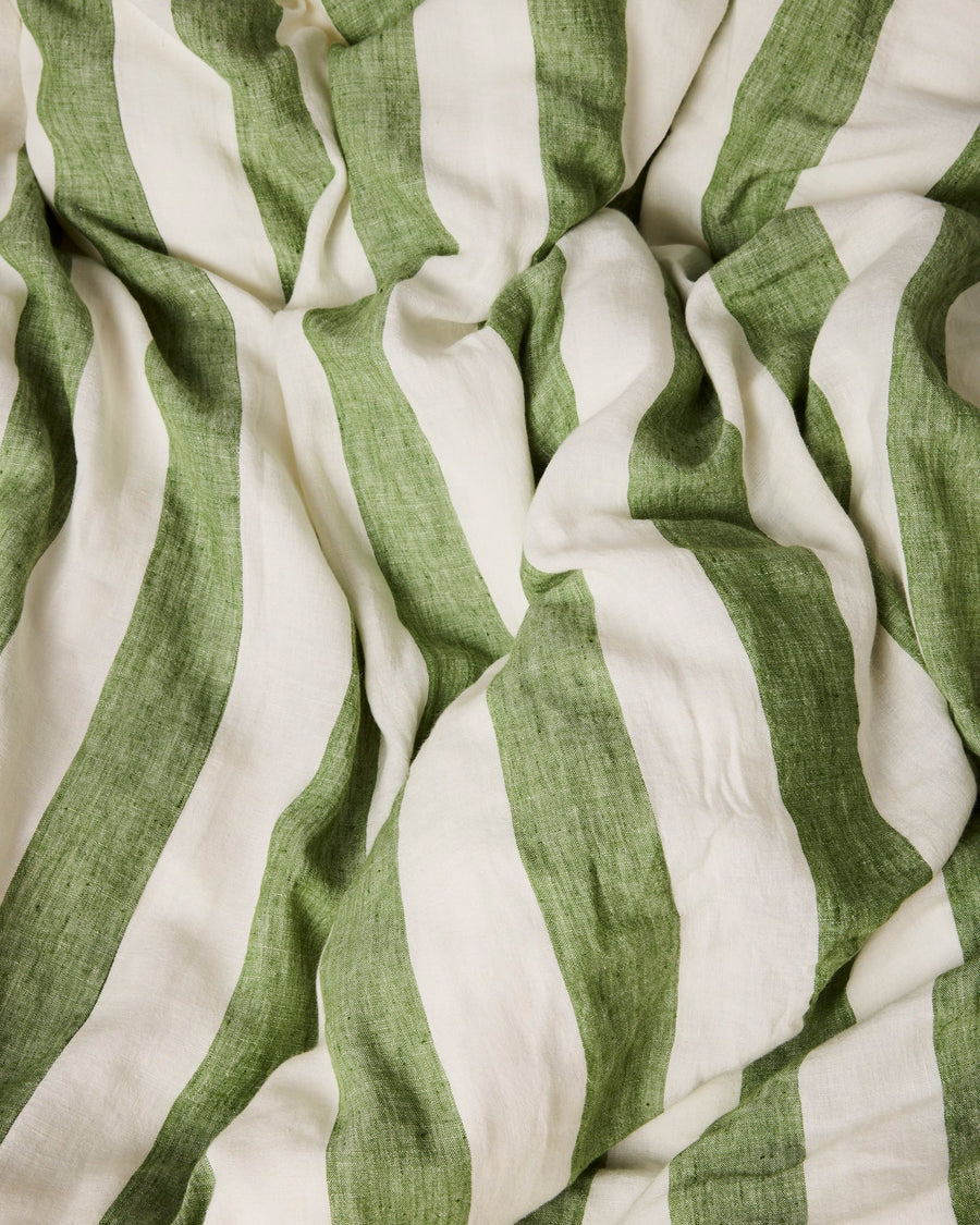 Moss Stripe Linen Quilt Cover - Kip & Co.