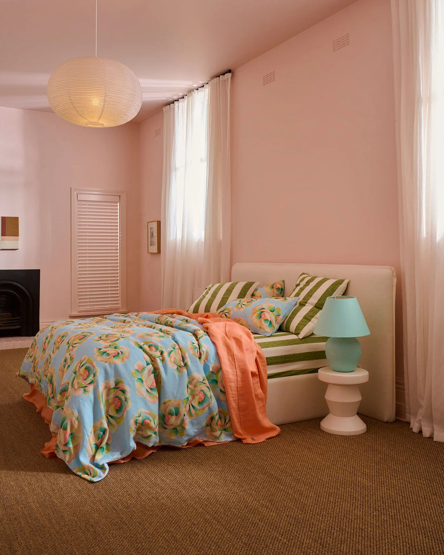 Moss Stripe Linen Euro Pillowcase Set - Kip & Co.