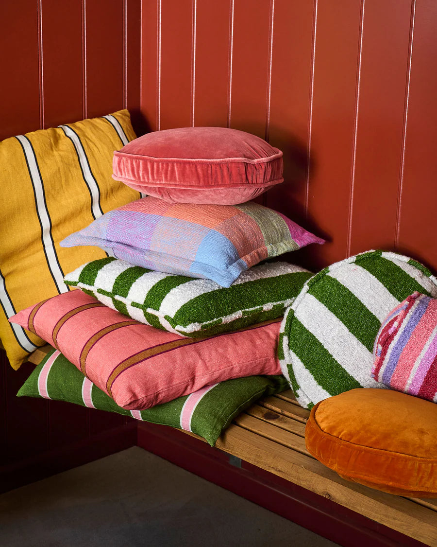 Moss Stripe Boucle Square Cushion - Kip & Co.
