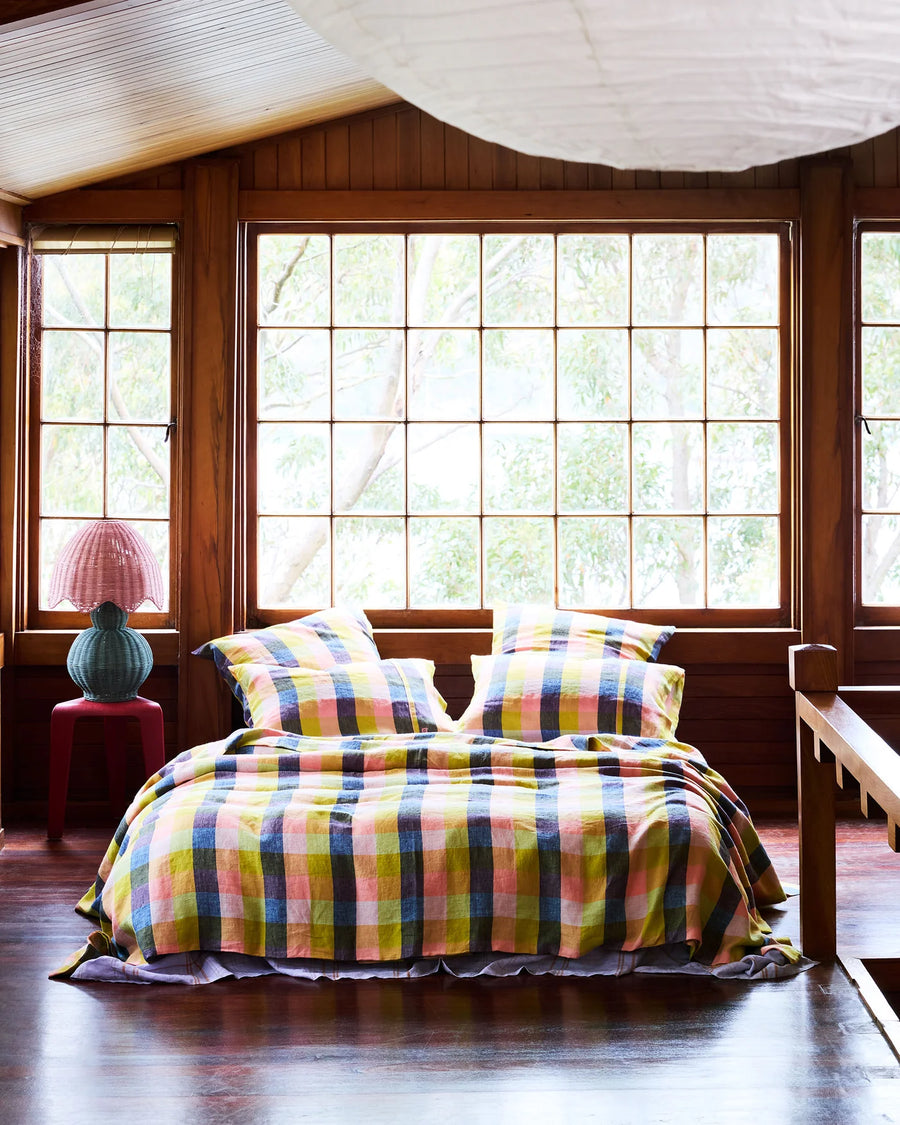 Florida Tartan Linen European Pillowcase Set - Kip & Co.