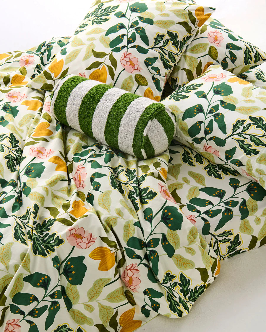 Moss Stripe Boucle Bolster Cushion - Kip & Co.