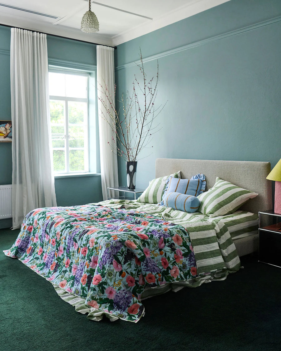 Moss Stripe Linen Euro Pillowcase Set - Kip & Co.
