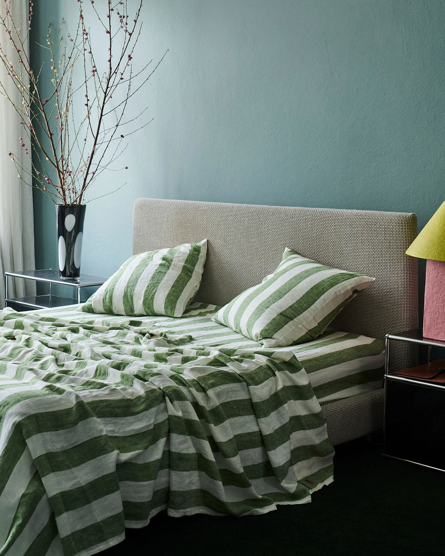 Moss Stripe Linen Euro Pillowcase Set - Kip & Co.