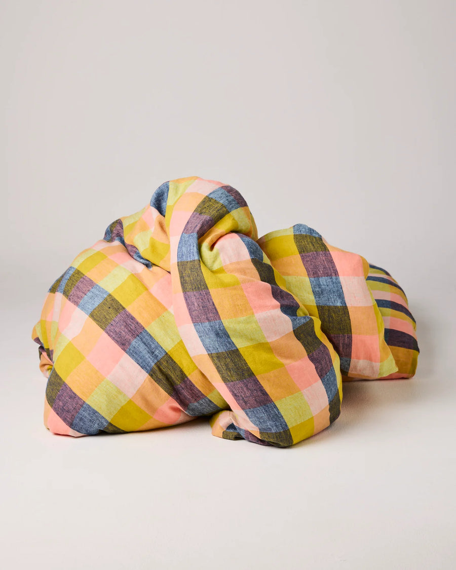Florida Tartan Linen Quilt Cover - Kip & Co.