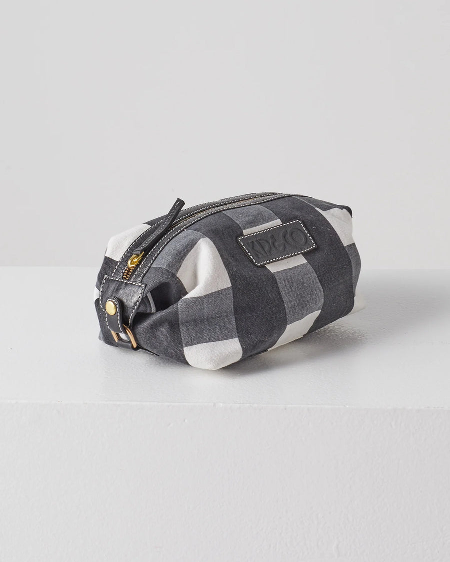 Black & White Gingham Toiletry Bag -  Kip & Co.