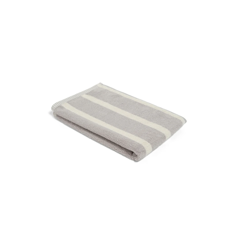 Butter/Stone Bath Towel - Bold Stripe - Loop Home