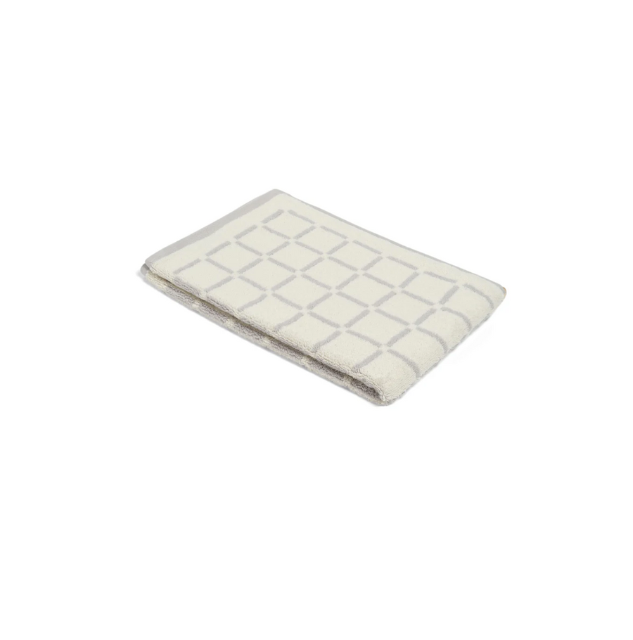 Butter/Stone Bath Towel - Grid - Loop Home