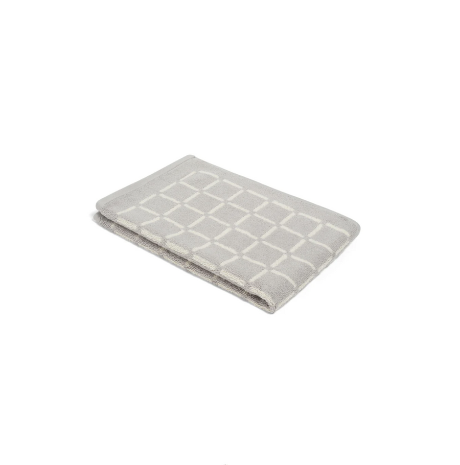 Butter/Stone Bath Towel - Grid - Loop Home