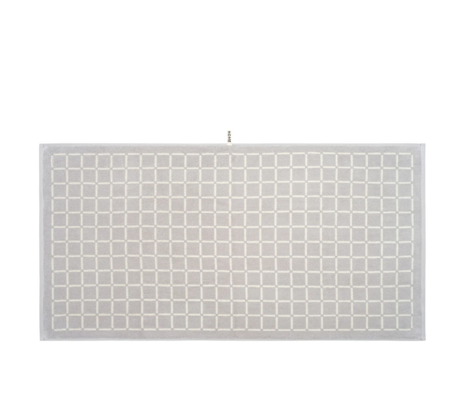 Butter/Stone Bath Towel - Grid - Loop Home