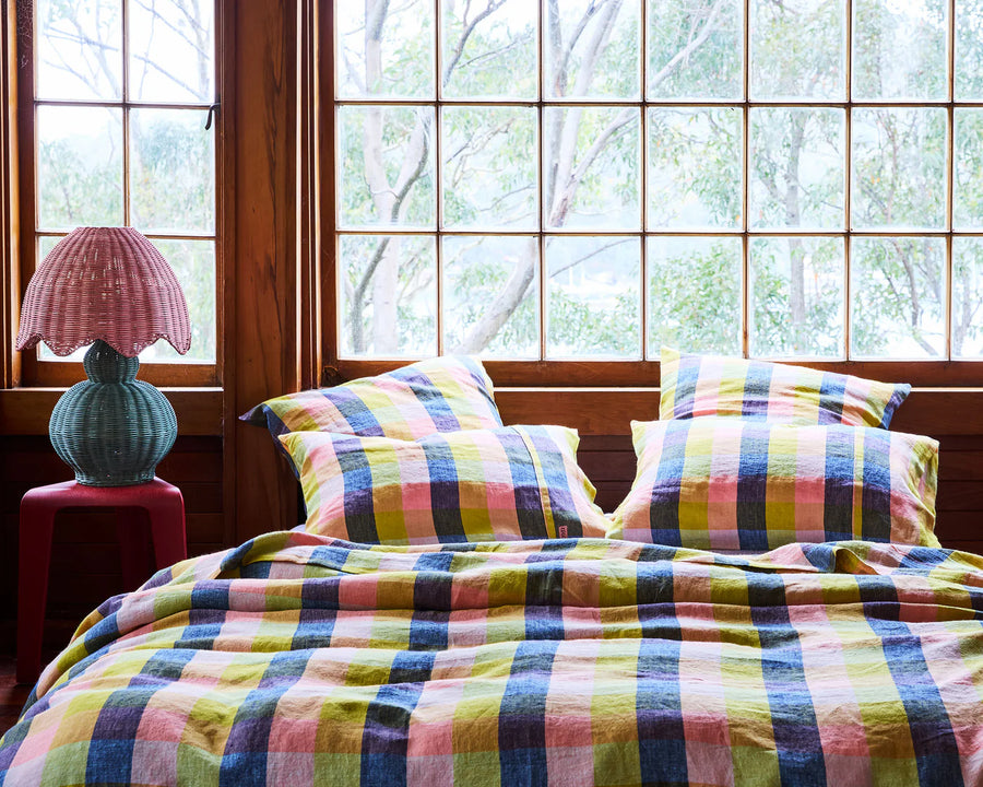 Florida Tartan Linen European Pillowcase Set - Kip & Co.
