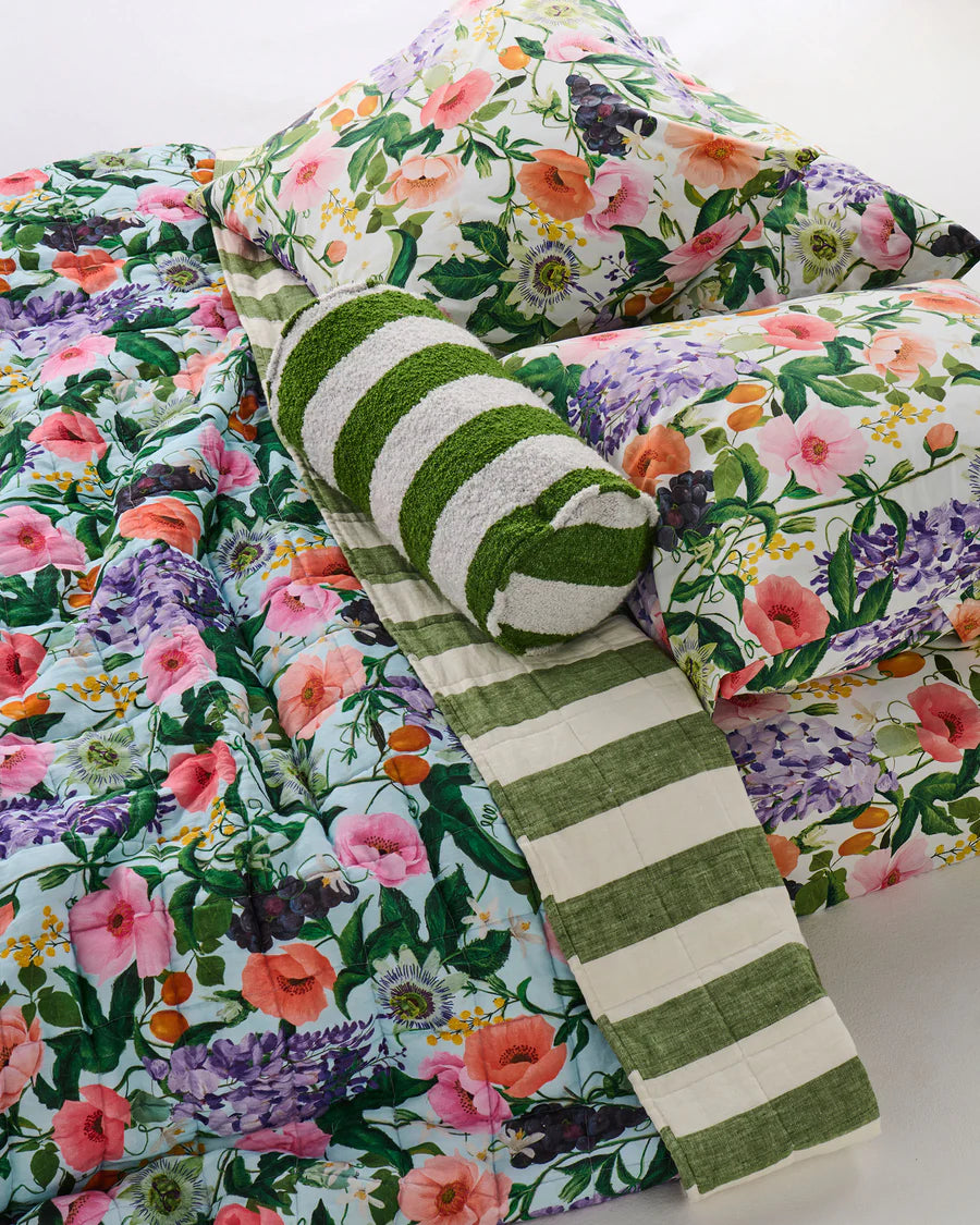 Moss Stripe Boucle Bolster Cushion - Kip & Co.