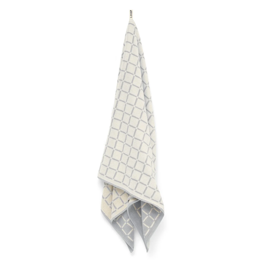 Butter/Stone Bath Sheet - Grid - Loop Home