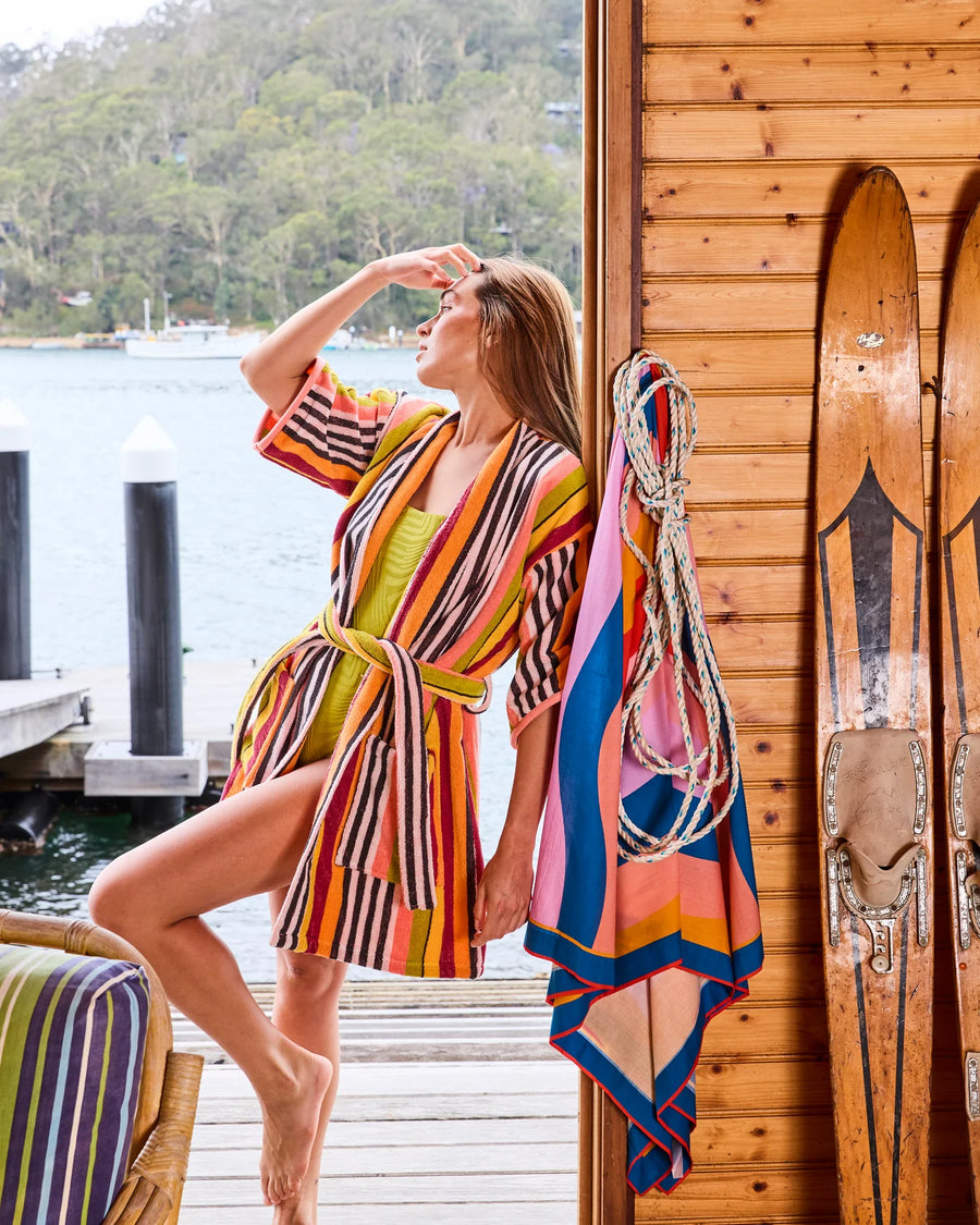 Casablanca Stripe Terry Mini Bath Robe - Kip & Co.