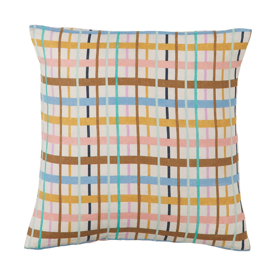 Cady Check Linen Euro Pillowcase Set - Sage & Clare