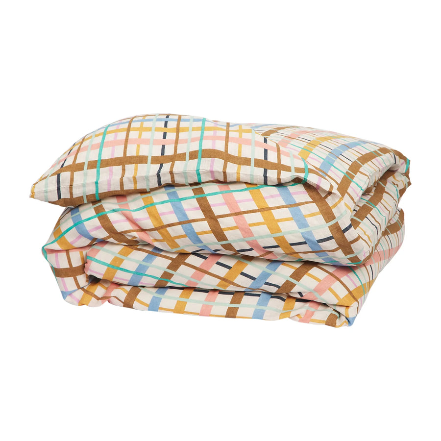 Cady Check Linen Quilt Cover - Sage & Clare
