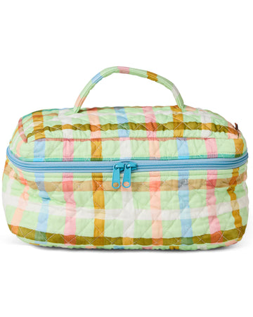 Candy Check Mint Quilted Cotton Toiletry Case - Kip & Co.
