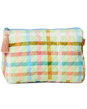 Candy Check Mint Quilted Cotton Toiletry Purse - Kip & Co.