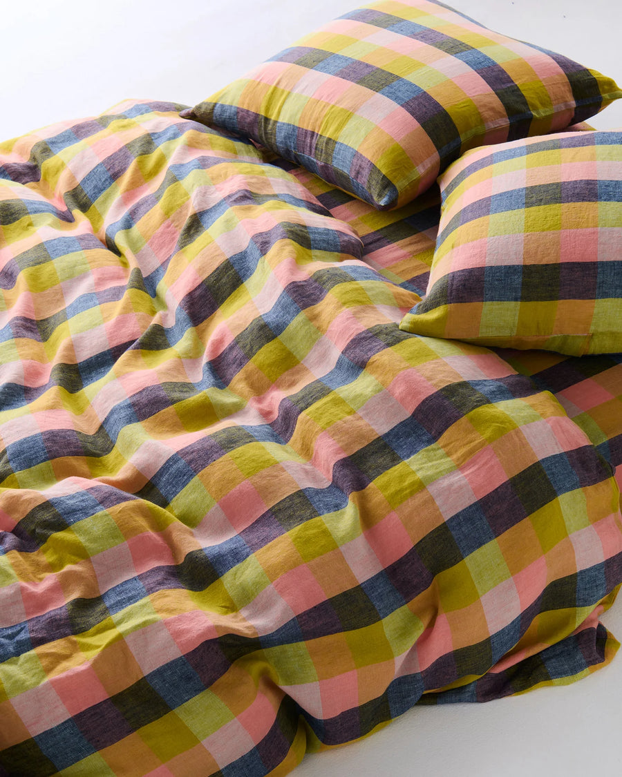 Florida Tartan Linen European Pillowcase Set - Kip & Co.