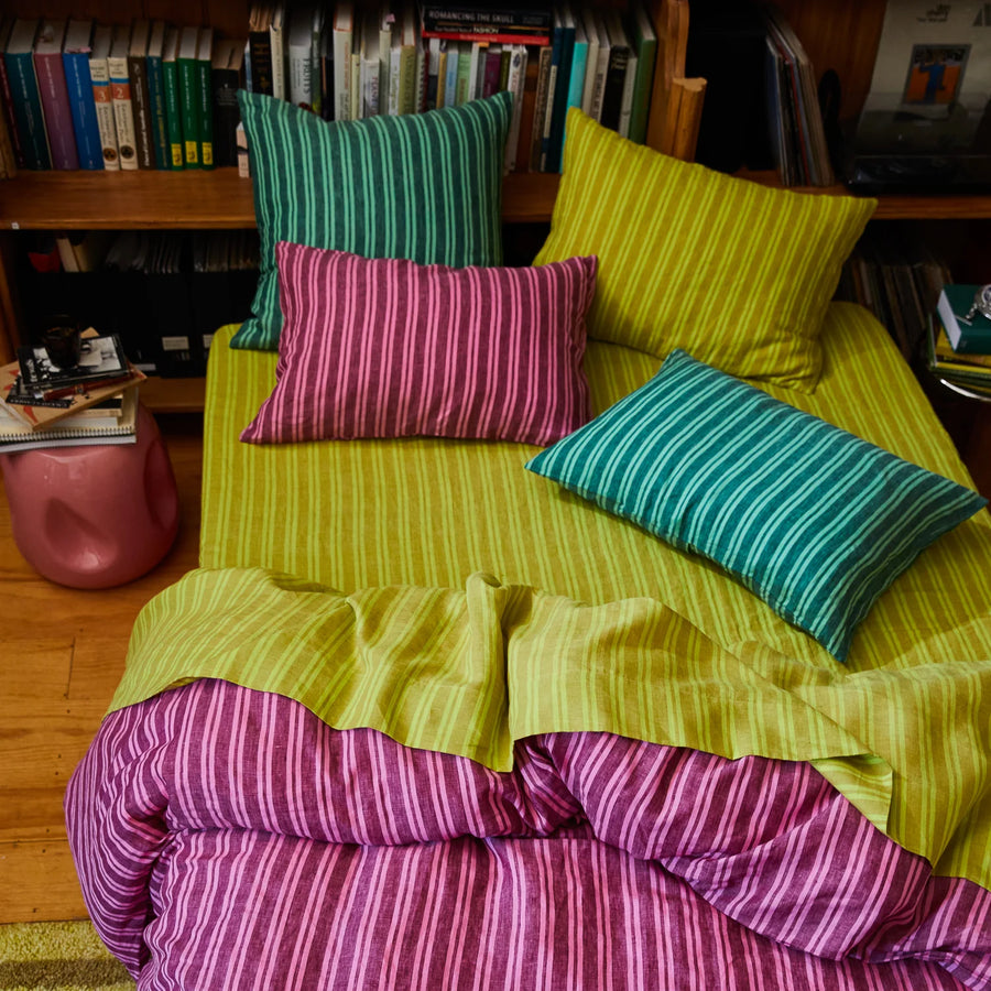 Nadine Linen Euro Pillowcase Set - Forest - Sage & Clare