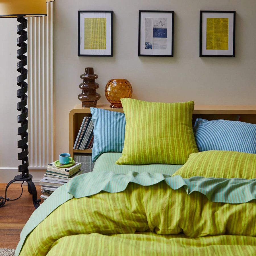Nadine Linen Euro Pillowcase Set - Olive - Sage & Clare