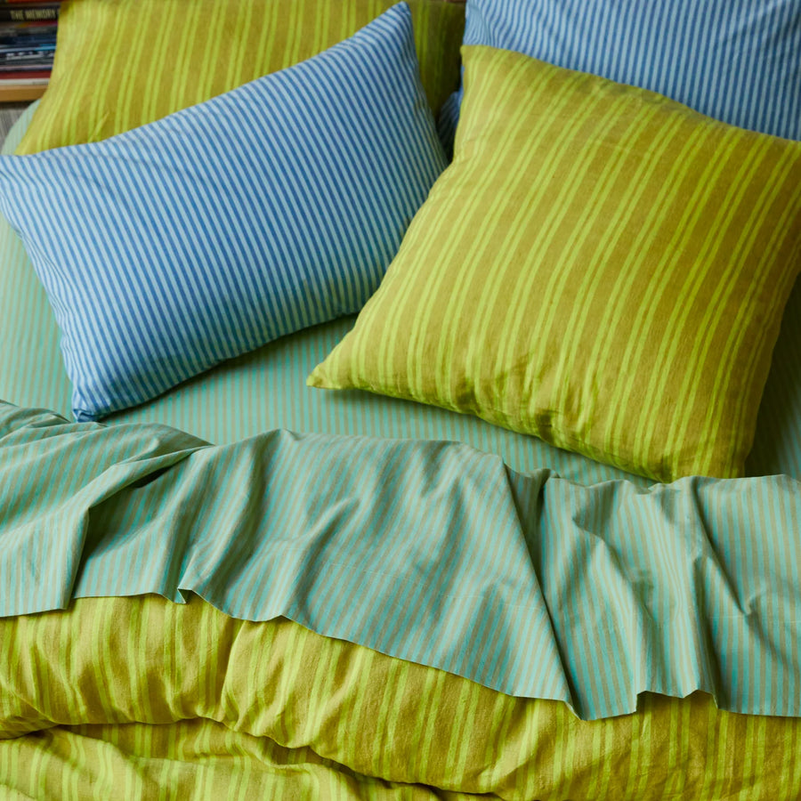 Nadine Linen Euro Pillowcase Set - Olive - Sage & Clare