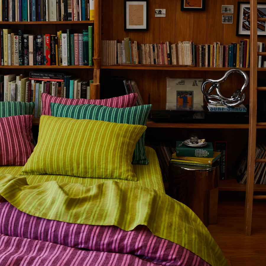 Nadine Linen Pillowcase Set - Olive - Sage & Clare