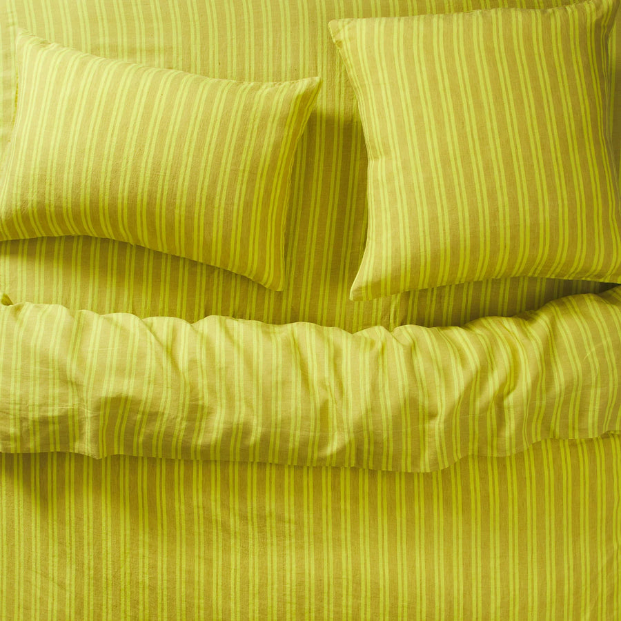 Nadine Linen Pillowcase Set - Olive - Sage & Clare