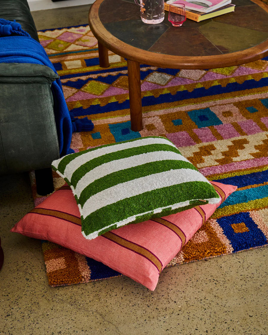 Moss Stripe Boucle Square Cushion - Kip & Co.