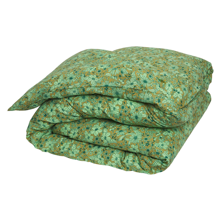Evette Cotton Quilt Cover - Olive - Sage & Clare