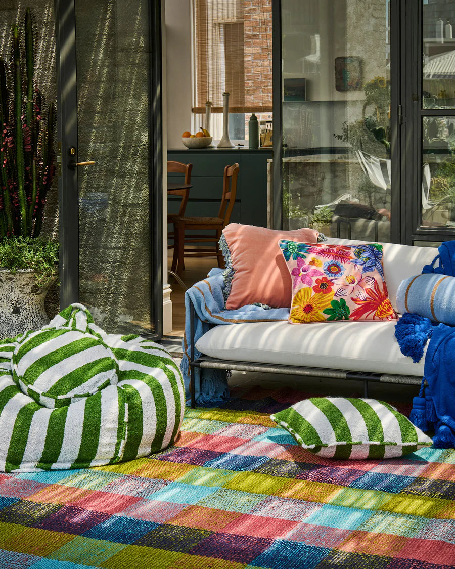 Moss Stripe Boucle Square Cushion - Kip & Co.