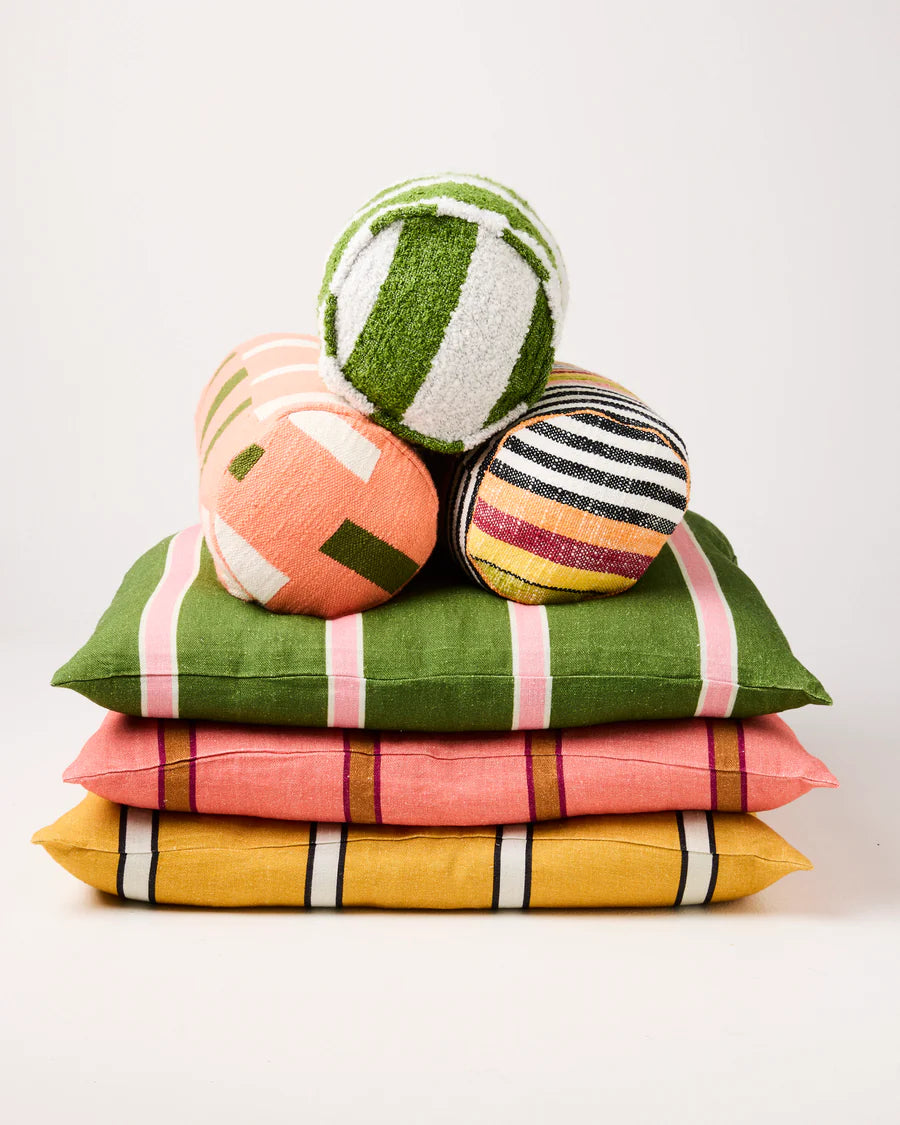 Moss Stripe Boucle Bolster Cushion - Kip & Co.