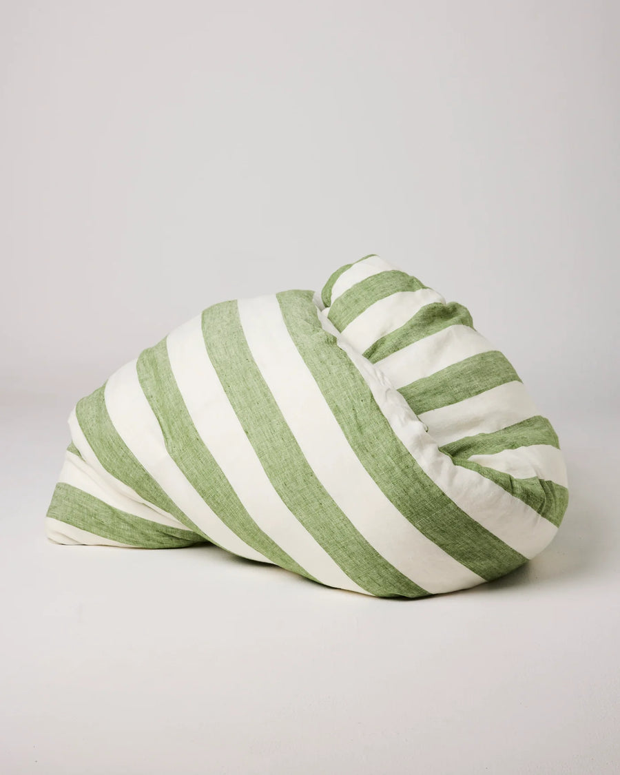Moss Stripe Linen Quilt Cover - Kip & Co.
