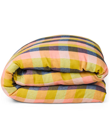 Florida Tartan Linen Quilt Cover - Kip & Co.