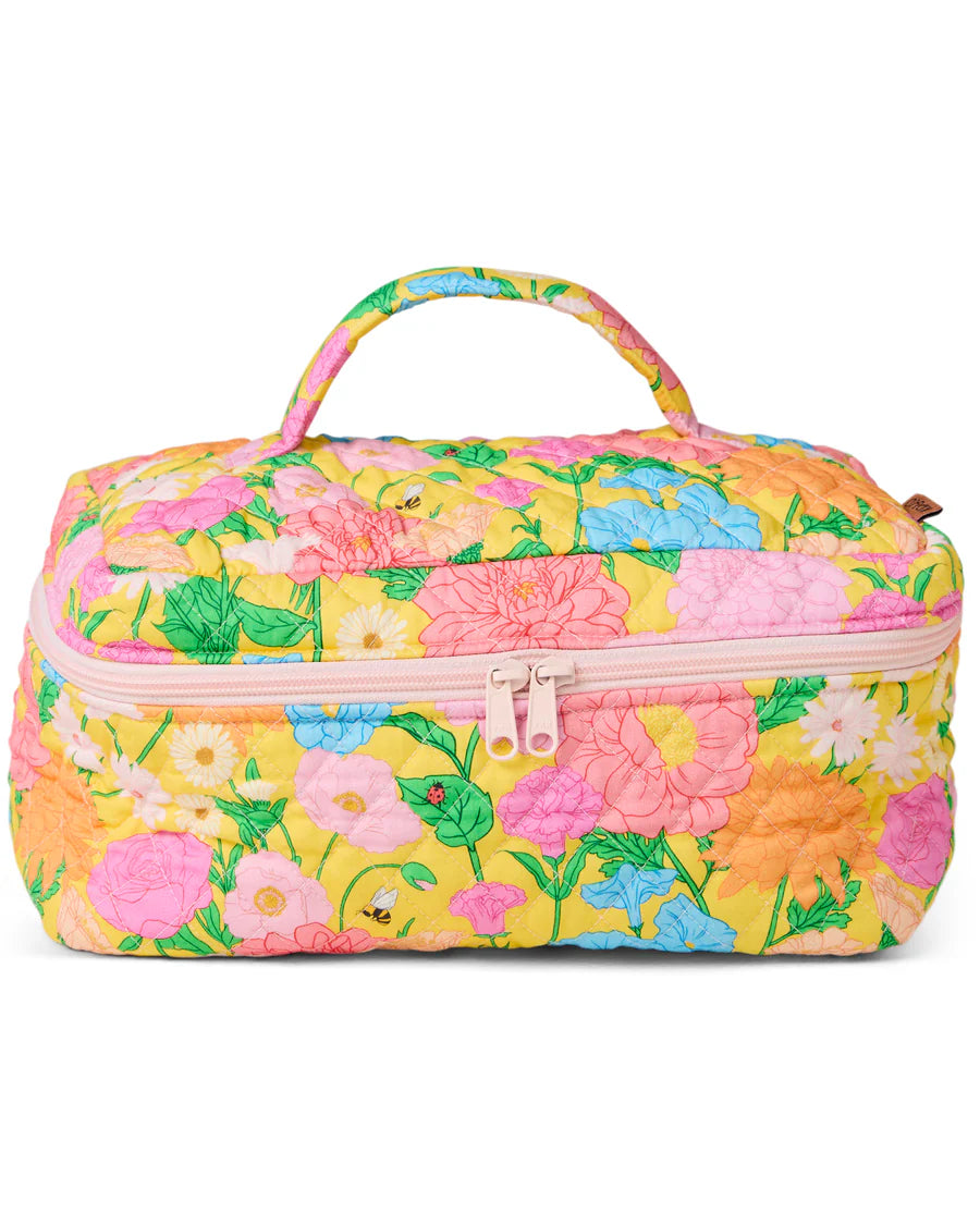Follow The Sun Yellow Quilted Cotton Toiletry Case - Kip & Co.