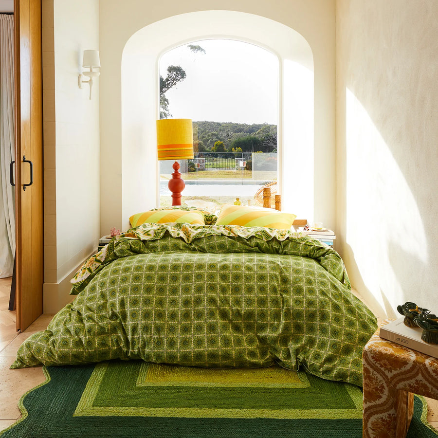Gabriella Cotton Quilt Cover - Key Lime - Sage & Clare