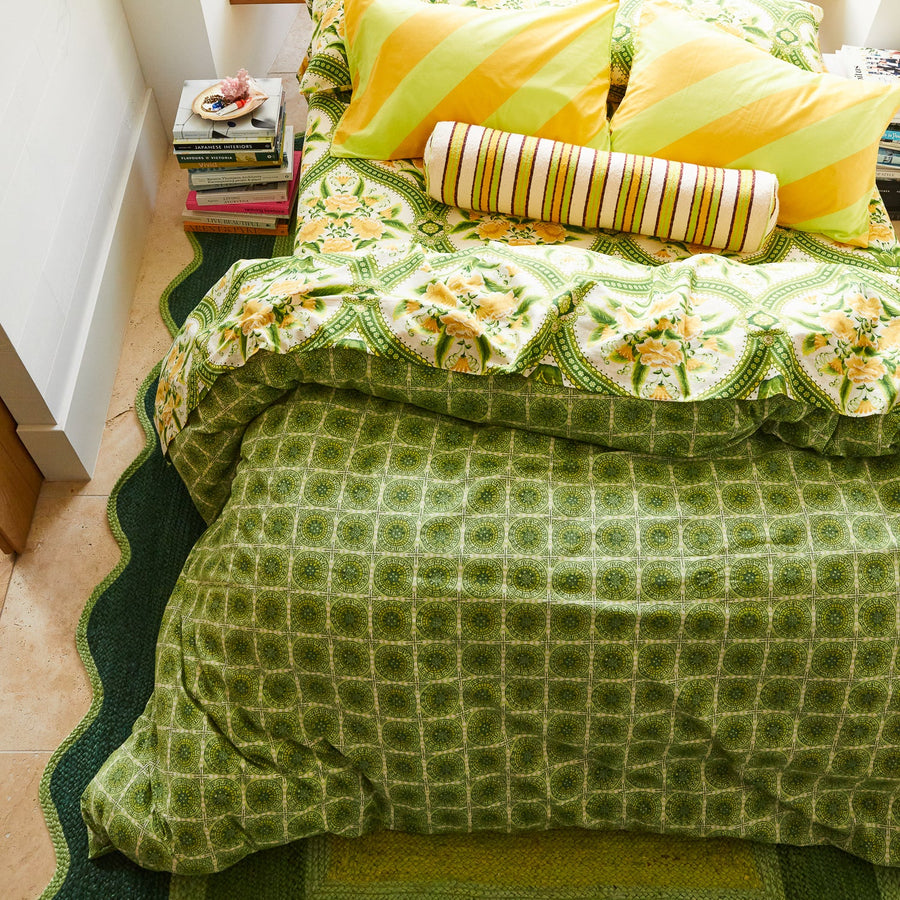 Gabriella Cotton Quilt Cover - Key Lime - Sage & Clare